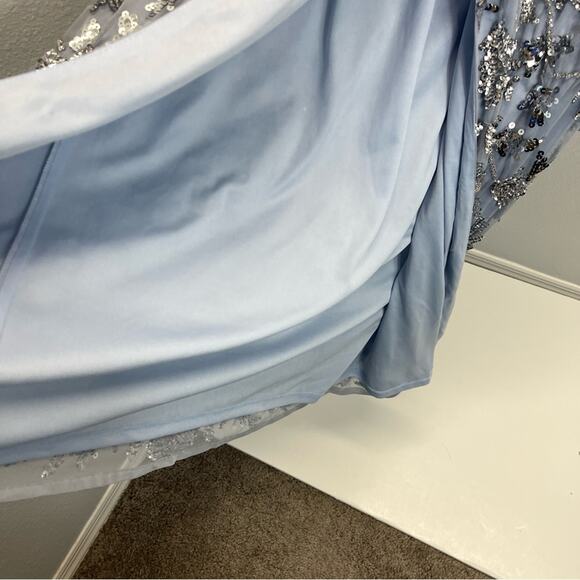 Mac Duggal High Neck Long Sleeve Embellished Column Gown Dress - Picture 5 of 16